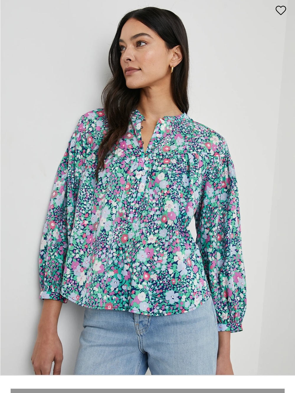 Rails ELLISON top Floral Button-Up Blouse in Green Multi